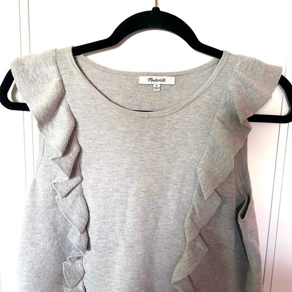 Madewell Sleeveless Ruffle Sweater Tank Grey SZ M - Picture 4 of 6